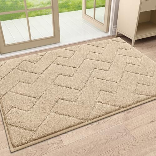 OLANLY Indoor Door Mat, 32x20, Dirt Resistant and Absorbent, Sturdy Non-Slip Rubber Backing, Easy to Clean, Washable Low-Profile Doormat for Entryway, Beige - Image 1