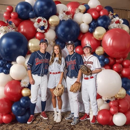 Red White and Blue Balloons Arch Kit - 124 PCs Double Stuffed Red Navy Blue Sand White Gold Latex Balloons for 4th of July Veterans Day Birthday Party Decorations - Thumbnail 3