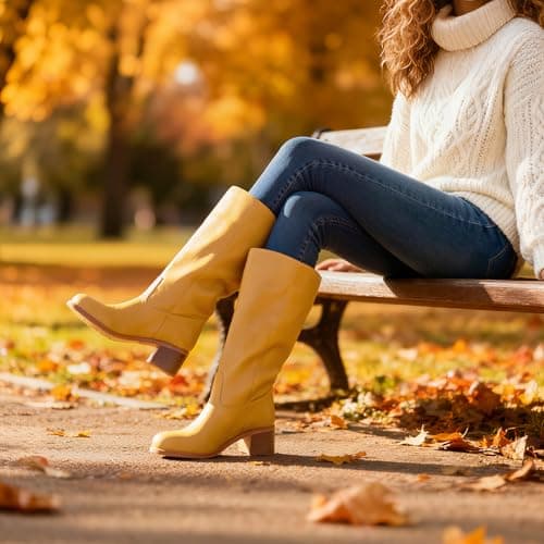 Tarkwa Banana Women's Knee High Boots Wide Calf Chunky Block Heel Long Boot for Women Casual Square Toe Boots Comfortable Low Heel Womens Boot Dressy Trendy Size 7 - Thumbnail 3