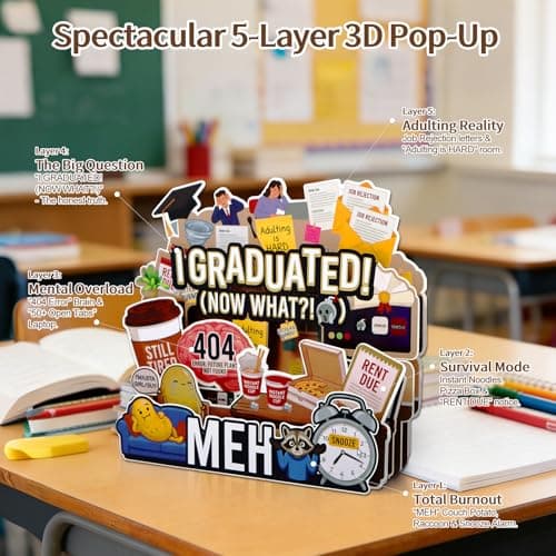 FaCraft Funny Graduation Cards - Relatable Meme I Graduated Now What Adulting is Hard Gifted Kid Burnout I'm Just a Girl/Guy 404 Error Future Not Found - 5-Layer Pop Up for Bestie Class of 2026 - Thumbnail 2