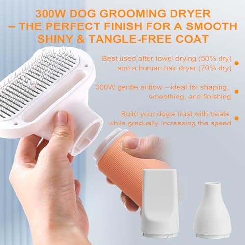 3-in-1 Pet Hair Dryer & Slicker Brush for Dogs & Cats – Portable, Professional, Adjustable Temp, Overheat Protection Dog Hair Dryer (pink) - Thumbnail 3