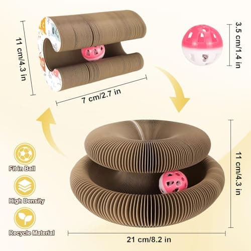 Cardboard Cat Toy, Flexible Magic Organ Cat Scratcher, Foldable & Reversible Cat Scratching Board Scratcher Pad, Interactive Cardboard Accordion Kitty Toy for Indoor Cats 2-Pack - Thumbnail 2