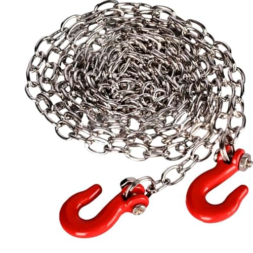 Mini Metal Trailer Chain with Tow Hook Decoration High-Simulation Metal Tow Hook 100cm Chain Kit for 1/10 Scale RC Crawlers Compatible with Traxxas TRX4, Axial SCX10 Series – Off-Road Recovery - Image 1
