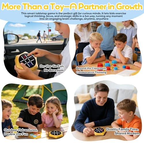 Tic Tac Toe Handheld Game Bolt : VORQXIN Digital Electronic Brain Teaser - 5 in1 Portable Mini Console Mute Function Travel Games for Car Ride,Unique Gift for Boys Girls and Adults - Thumbnail 6