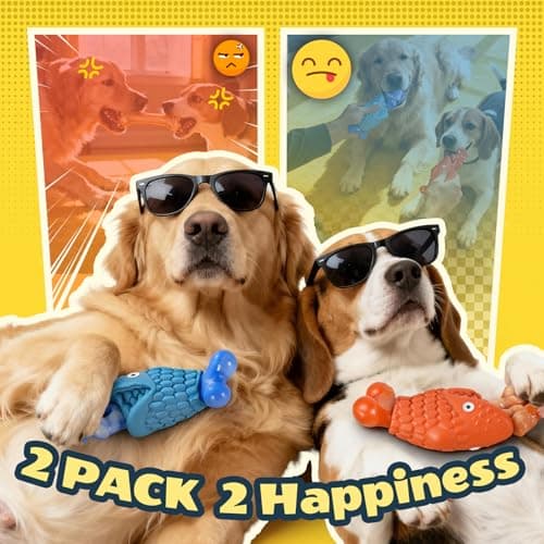 Kseroo Tough Dog Toys for Aggressive Chewers: 2 Pack Indestructible Dog Toys to Keep Them Busy, Tough Chew Toys for Large Dogs, Nylon & Rubber Dog Chew Bones, Squeaky Dog Toy for Large Breed - Thumbnail 6