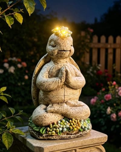 Paxverra Solar Praying Turtle Statue with Warm Light, Zen Garden Decor - Image 1