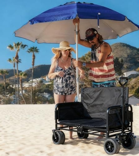 Collapsible Foldable Wagon Cart with Wheels 240L Capacity Folding Sports Wagons, 560LBS Load Large 3-in-1 Grocery Heavy Duty Carts for Sand, Beach, Camping, Fishing - Thumbnail 5
