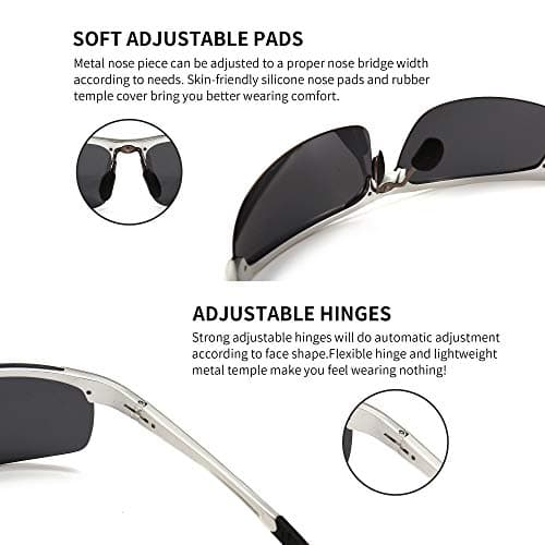 SUNGAIT Men's HD Polarized Sunglasses for Driving Fishing Cycling Running Metal Frame UV400 (Silver, Gray) - Thumbnail 5
