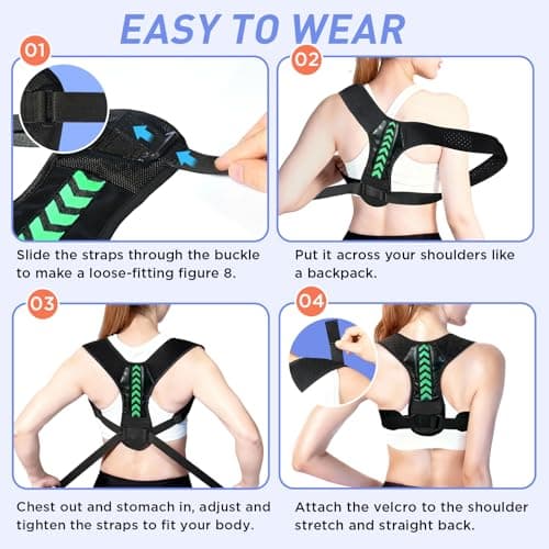 Asahaye Posture Corrector for Women and Men, Adjustable Back Brace Posture Corrector for Upper & Mid Spine Support, Breathable Back Brace for Improving Neck, Shoulder and Back Posture Pain Relief - Thumbnail 2