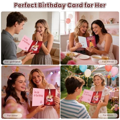 mountova Chicken Birthday Card with Music & Motion, Musical Birthday Cards for Girl, Sister, Granddaughter, Daughter, Mom, Cute Pop Up Birthday Card, 5.9"x7.9" - Thumbnail 4