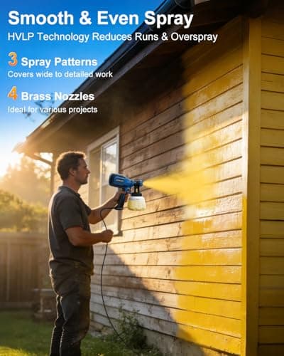 Paint Sprayer, HVLP Spray Gun with Cleaning & Blowing Joints, 4 Nozzle Sizes & 3 Spray Patterns, Easy to Clean, for Furniture, Cabinets, Decks, Walls, Doors, DIY Projects, etc. - Thumbnail 3