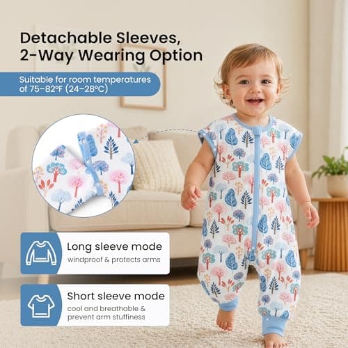 i-baby Outlast® Baby Sleep Sack with 2-Way Detachable Sleeves, Unisex Toddler Sleeping Bag with Smart Temperature Regulation, Growth-Friendly Baby Wearable Blanket with Legs for Infants, 9-12M - Thumbnail 5