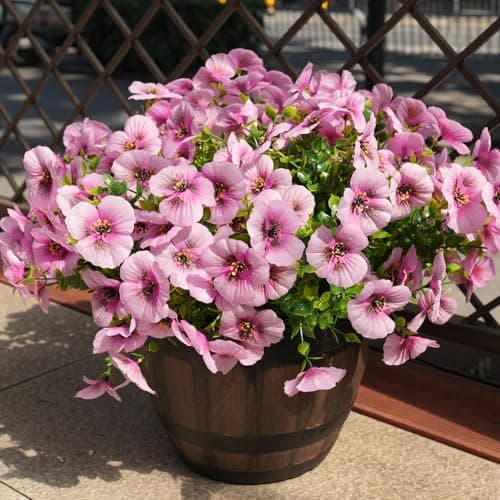 Fanfantoey 14Pcs Artificial Flowers for Outdoors, UV Resistant Fake Flowers Silk Pansy Outside Decoration,Faux Silk Flowers Fake Plants Spring Flowers Porch Yard Patio Home Decor, Fuchsia - Thumbnail 4