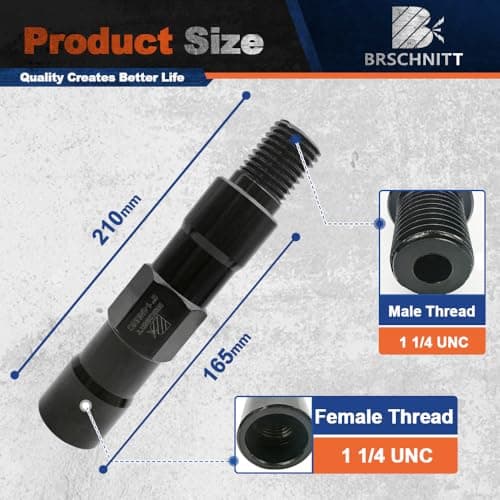 BRSCHNITT Core Drill Bit Extension 6",Diamond Core Drill Bits Extension 1-1/4" - 7 UNC Thread for Use with Core Drill Bit for Drilling Concrete, Reinforced. - Thumbnail 4