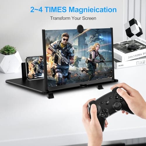 Zrgzob 14 Inch Screen Magnifier for Smartphone, 3D HD Magnifying Projector Screen Enlarger Foldable Phone Stand with Blue Light Protection for Movies, Videos, and Gaming - Thumbnail 6