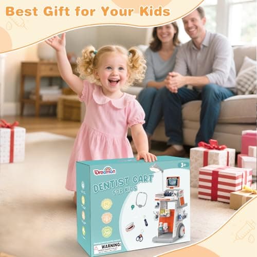 Dreamon Doctor Kit for Toddlers 3-5 Pretend Play Toys - 29 Pcs Kids Dentist Cart Play Set with Light and Costume - Role Play Medical Toy for 3+ Year Old Boys and Girls Christmas Birthday Gifts - Thumbnail 2