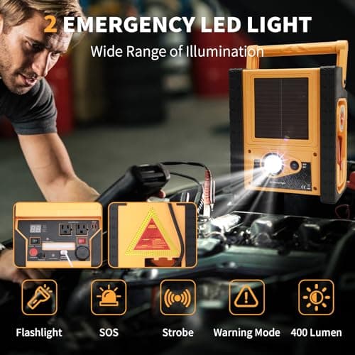 6-in-1 Car Battery Jump Starter with Air Compressor - E-Ant 2000A Jump Starter with Air Compressor 12V Battery Jumper Box 400 Watt Inverter Power Station with AC/DC/USB Outlets (10L Gas/8L Diesel) - Thumbnail 4