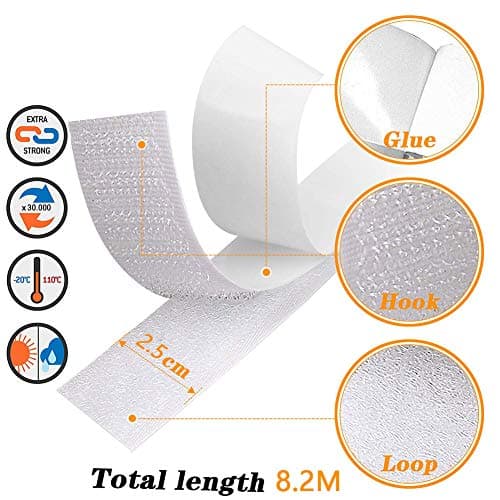 41Ft x 1 Inch Self Adhesive Strips, Heavy Duty Strong Back Sticky Fastening Tape,Nylon Fabric Fastener Mounting Tapes for Sewing, Crafting,DIY- Indoor or Outdoor Use (White) - Thumbnail 3