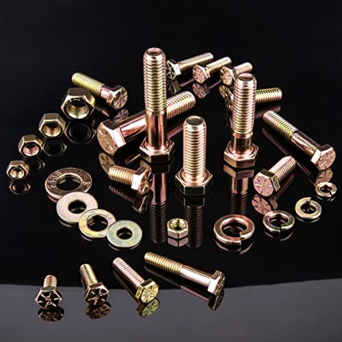 Foliv 702 PCS Grade 8 Nuts and Bolts Assortment Kit, SAE Bolts Assortment Kit with Hex Head Cap Bolts, Flat & Lock Washers, Fine & Coarse Thread, Yellow Zinc Plated for Corrosion Resistance - Thumbnail 2