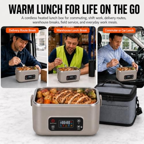 MISS BIG Electric Lunch Box for Adults, Heated Lunch Box for Men, Gray - Thumbnail 2