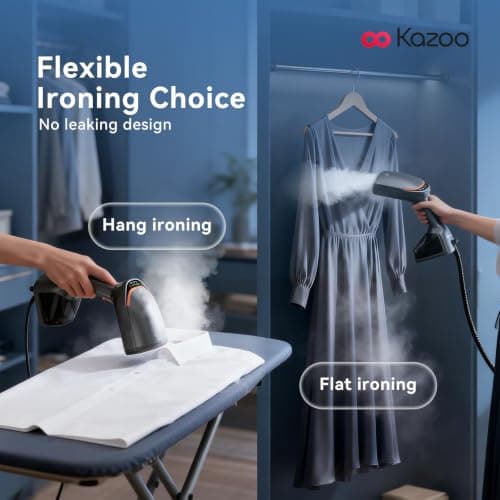 Handheld Steamer for Clothes, 1800W Portable Garment Steamer with 30s Fast Heat, 4 Fabric Modes for Silk/Wool/Cotton/Linen, 255ml Detachable Tank, Wrinkle Remover Iron Press with Lint Brush - Thumbnail 5