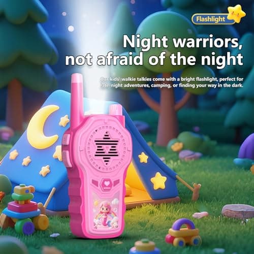 Walkie Talkies for Kids, ELtoda Toys for 3-12 Year Old Boys Girls Kids Walkie Talkies 2 Pack with DIY Stickers, Built-in Flashlight and Lanyards Indoor Outdoor Toys for Camping, Travel, Birthday Gifts - Thumbnail 3