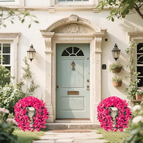 capirosa Artificial Flowers for Outdoors Fake Hot Pink Bougainvillea Hanging Flower Decoration, 2Pcs Realistic Faux Silk Plants Long Trailing Vines, Spring Decor for Porch Patio Balcony Planter Yard - Thumbnail 5