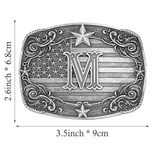 Absbolo Western Belt Buckle Men Initial Letter ABCDJRM to Z Silver Cowboy Belt Buckles for Women - Thumbnail 2