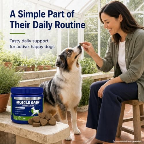 Xiderdl 11-in-1 Muscle & Weight Support Chews for Dogs – High Protein Supplement with Amino Acids, BCAAs, Antioxidants & Vitamins – Muscle Support Soft Chews for Puppies & Adult Dogs, 120 Count - Thumbnail 3