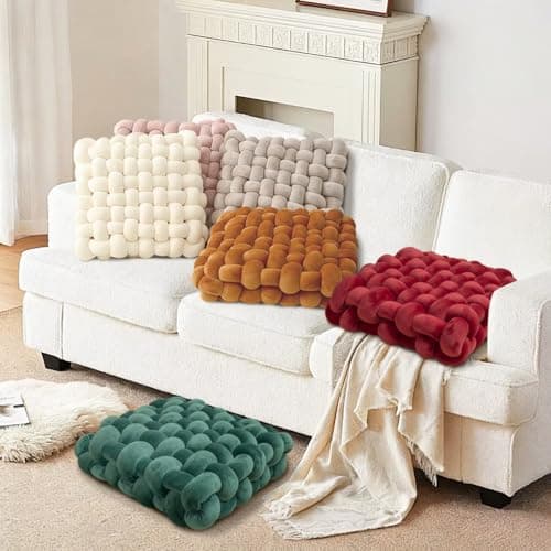Jaysydd Knot Throw Pillows Square Emerald Green Throw Pillows Soft Accent Pillows Decoration Cushion for Couch Home Office Living Room Bedroom Bed Sofa Decor 15.7" - Thumbnail 5