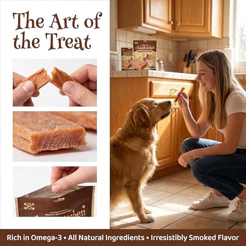 Chaoskitchen Smoked Salmon Jerky Dog Treats, Wild Caught Grain Free Slices with Omega 3 for Skin & Coat, High Protein Training Rewards, Puppy & Senior Friendly for All Breeds, 8.8 oz (250g) - Thumbnail 6