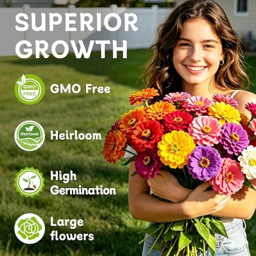 LUOJIBIE Zinnia Seeds for 2026, 10,000+ California Giant Zinnia Seeds Bulk, Double Dahlia Zinnia Mixed Color Seeds, Flower Seeds for Planting Outdoor Garden, Non-GMO Heirloom, Easy to Grow - Thumbnail 3