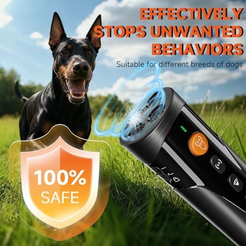 URCHIN Dog Bark Deterrent Device, 3X Ultrasonic Anti Barking Device 6 Modes Dog Trainer Rechargeable & Portable Safe Bark Control Indoor Outdoor for All Dogs with LED Flashlight - Black - Thumbnail 4