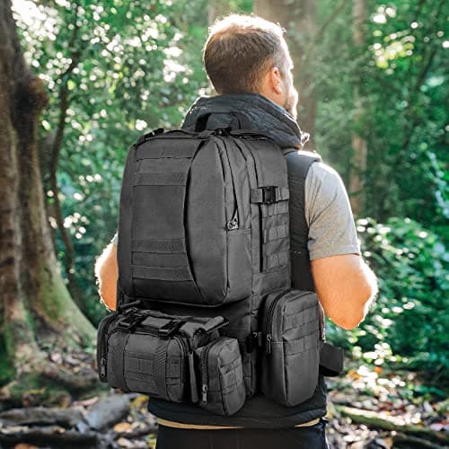 CVLIFE Tactical Backpack Military Army Rucksack 60L Large Assault Pack Detachable Molle Bag - Thumbnail 6