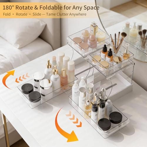 Attelite Makeup Organizer 2-Tier Makeup Storage Cosmetics Organizer with 180° Rotating Design Sturdy durable Versatile Perfume Vanity Organizer for Countertops, Bathrooms, Office Supplies,and Dressers - Thumbnail 2