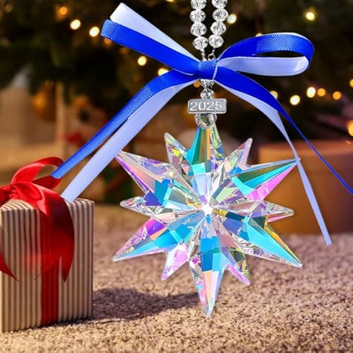 2025 Annual Christmas Ornaments Crystal Snowflake Star, Sparkly Crystal Ornaments for Christmas Tree, Beautiful Christmas Ornaments for Women Girls - Thumbnail 2