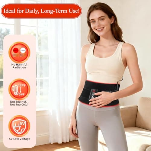 Red Light Therapy for Body, 660nm 850nm 12.6" LED Wearable Infrared Redlight Therapy Belt Wrap Pad for Back Shoulder Waist Belly Knee Muscle - Thumbnail 4