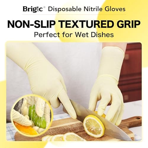 Brigic 12-Inch Extended Disposable Nitrile Gloves | Latex-Free & Powder-Free | Full Palm Textured Grip | Multipurpose for Home, Kitchen, Beauty & Garden Mint Green, Medium (Pack of 50) - Thumbnail 5