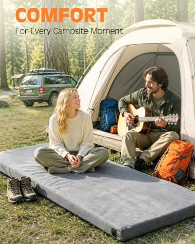GAIALOOP 3 Inch Memory Foam Camping Mattress, Dual Layer Thick Sleeping Camp Pad for Car Tent Cot, Roll-Up Portable Glamping Floor Bed for Guests Sleepover[Single: 75 * 30 * 3"] - Thumbnail 2