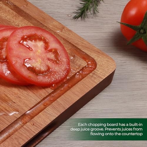 Wood Cutting Boards for Kitchen, Acacia Wooden Cutting Board Set, Charcuterie Board, Large Solid Chopping Board for Meat, Cheese, Fruit, Vegetables (set of 3) - Thumbnail 5