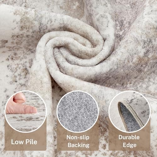 Micgeek Area Rug Living Room - 5X7 Abstract Washable Large Soft Foldable Non Slip Rug Neutral Modern Low Pile Carpet for Bedroom Nursery Dining Room Kitchen Home Office Indoor - Grey Brown - Thumbnail 3