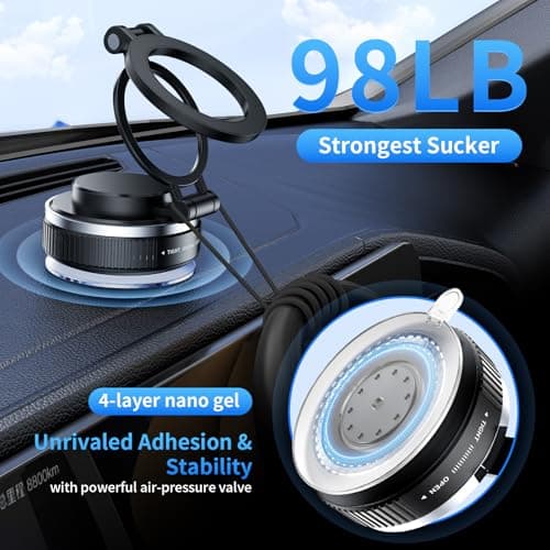 LENEZEN 2025 Upgraded Vacuum Magnetic Phone Holders for Your Car, 360° Adjustable Foldable Magsafe Suction Cup Phone Mount for iPhone [98+LBS Suction+4200gf Magnet] Car Truck Accessories for Men Women - Thumbnail 4