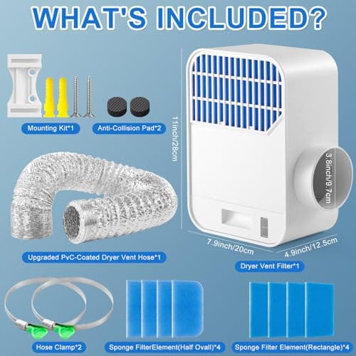 3-in-1 Indoor Dryer Vent Kit with 8-Layer Filter & 10FT Hose – Lint Trap Box with Water Drawer System, Easy Install for Electric Dryers, Improves Air Quality - Thumbnail 5