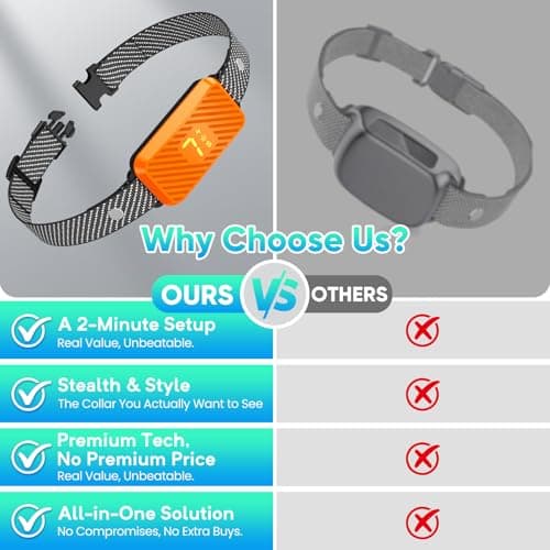 Dog Bark Collar for Large Medium Small Dogs, Effective No-Bark Collar, Smart Barking Collar, Rechargeable Bark Collar with 7 Sensitivity, 3 Modes, Waterproof,Neon Orange - Thumbnail 5
