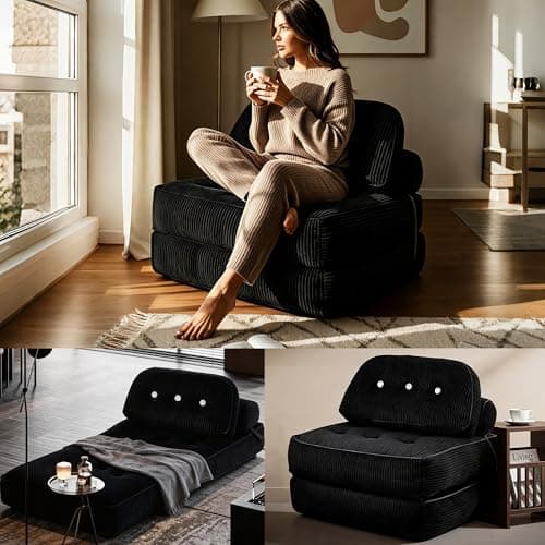 NESLAKO Fold Out Chair Bed-Futon Convertible Sofa with Back Support and Pillow, up to 300LBS Load Capacity,32’’-64’’ Foldable, No Assembly Required, Space-Saving,Portable mini Couch for Bedroom/Kids - Image 1