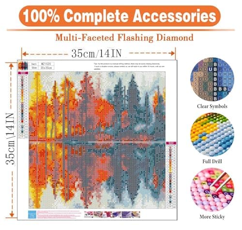 igoodom Landscape Diamond Art Kits for Adults, Landscape Diamond Painting Kit, Full Drill Round Diamond Art Kits, DIY Gem Art and Crafts for Home Wall Decor Gift 14x14inch - Thumbnail 4
