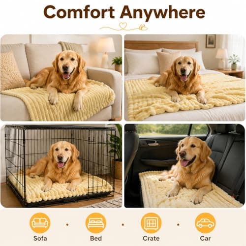 Emotional Support Blanket Yellow for Dogs Security Blanket, Calming Dog Blanket, Throw Rabbit Designed for Pets, Soft and Comfortable for Indoors Sofa (Dark Blue,78.7"x90.6") - Thumbnail 5