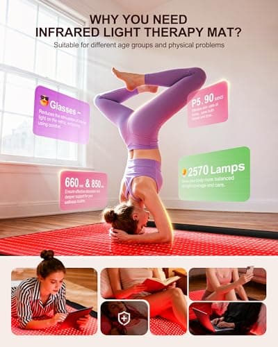 INTEO Dual Red Light Therapy Mat Full Body, 74'' x 34'' Whole Infrared Light Therapy 3 Modes Intensity Red Light with 9 Timing Function, 660nm 850nm Home Red Light Blanket for Body Skin Muscle Joint - Thumbnail 2