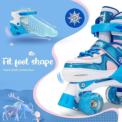 SULIFEEL Rainbow Unicorn 4 Size Adjustable Roller Skates for Girls Boys for Kids Ages 3-5 5-8 6-12 Children Skates Indoor Outdoor - Thumbnail 4