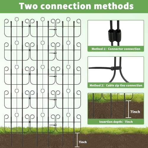 Garden Trellis for Climbing Plants, Outdoor Rustproof Heavy Duty Plant Climber Support for Flowers, Vine, Cucumbers, Expandable Height & Width, No Dig Decorative Garden Fence Panels - Thumbnail 6